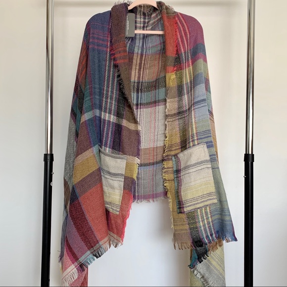 Boutique | Accessories | Plaid Pocket Ruana Poncho Blanket Wrap Shawl ...